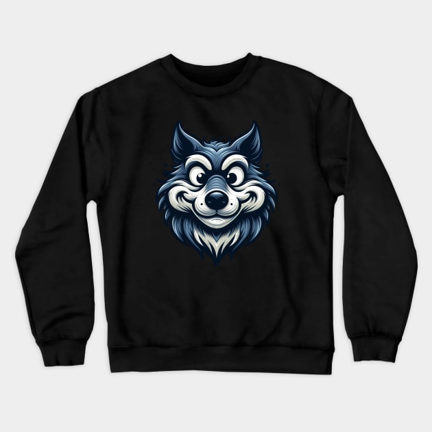 Crazy Wolf Funny Crewneck Sweatshirt by alcoshirts